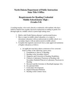 REQUIREMENTS FOR READING CREDENTIAL