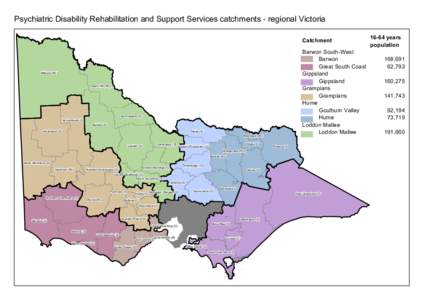 Psychiatric Disability Rehabilitation and Support Services catchments - regional Victoria Catchment Barwon South-West Barwon Great South Coast Gippsland