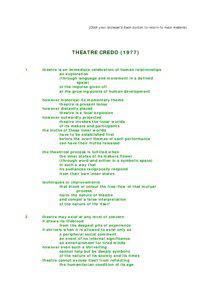 (Click your browser’s back-button to return to main website)  THEATRE CREDO (1977)