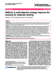 MoDock: A multi-objective strategy improves the accuracy for molecular docking