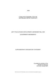 2005  LEGISLATIVE ASSEMBLY FOR THE AUSTRALIAN CAPITAL TERRITORY  UNIT TITLES (STAGED DEVELOPMENT) AMENDMENT BILL 2005