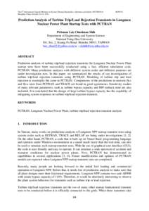 The 8th International Topical Meeting on Nuclear Thermal-Hydraulics, Operation and Safety (NUTHOS-8) Shanghai, China, October 10-14, 2010 N8P0252  Prediction Analysis of Turbine Trip/Load Rejection Transients in Lungmen