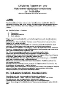 Offizielles Reglement des Monheimer Badewannenrennens der MGMBRK Marienburg Garde Monheim Badewannen Rennkommission  TEAMS