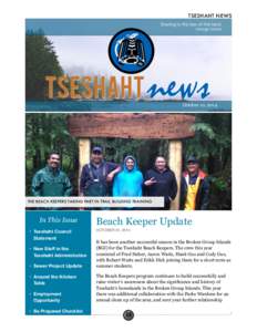 TSESHAHT NEWS  October 10, 2014 THE BEACH KEEPERS TAKING PART IN TRAIL BUILDING TRAINING