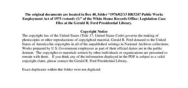 [removed]HR5247 Public Works Employment Act of[removed]vetoed) (1)