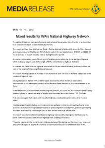 DATE[removed]Mixed results for WA’s National Highway Network