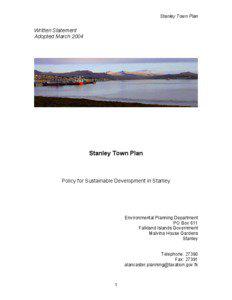 Stanley Town Plan  Written Statement
