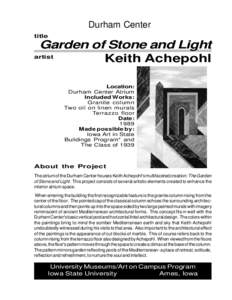 Durham Center title Garden of Stone and Light artist Keith Achepohl