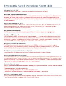 Frequently Asked Questions About ITBS What type of test is the ITBS? The Iowa Test of Basic Skills (ITBS) is a nationally standardized, norm-referenced test (NRT).