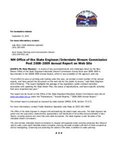 For immediate release: September 15, 2010 For more information, contact: Julie Maas, Public Relations Specialist[removed]Karin Stangl, Planning and Communication Director