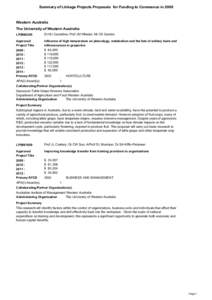 Summary of Linkage Projects Proposals for Funding to Commence in[removed]Western Australia The University of Western Australia LP0990355