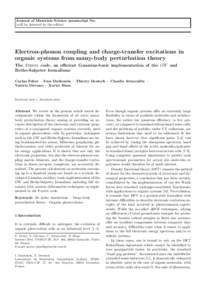 Journal of Materials Science manuscript No. (will be inserted by the editor) Electron-phonon coupling and charge-transfer excitations in organic systems from many-body perturbation theory The Fiesta code, an efficient Ga