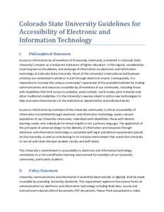 Colorado State University Guidelines for Accessibility of Electronic and Information Technology I.  Philosophical Statement