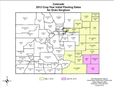 Colorado 2013 Crop Year Initial Planting Dates for Grain Sorghum MOFFAT 081