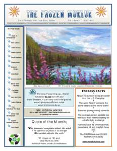 The Frozen Mukluk Local Monthly News from Faro, Yukon Vol. 5 Issue 5  MAY 2013