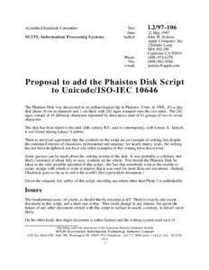 Ancient history / Phaistos Disc / Phaistos / Decipherment / Linear B / Linear A / Movable type / Plane / Unicode / Minoan civilization / Archaeology / Writing