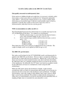 Cut-offs to define outliers in the 2000 CDC Growth Charts