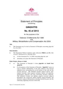 Statement of Principles concerning GINGIVITIS No. 45 of 2013 for the purposes of the