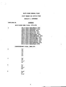 White House Central Files, Staff Member and Office Files: Bradley H. Patterson Folder Title List