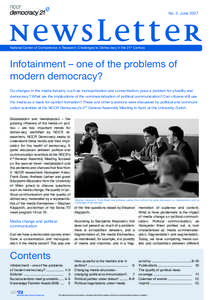 No. 3, June[removed]NEWSLETTER National Center of Competence in Research: Challenges to Democracy in the 21st Century  Infotainment – one of the problems of