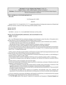 Document: Final Rule, Register Page Number: 25 IR 1135 Source: January 1, 2002, Indiana Register, Volume 25, Number 4 Disclaimer: This document was created from the files used to produce the official (printed) Indiana Re