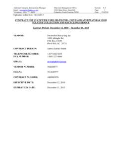 Anthony Cromartie, Procurement Manager Email: [removed] Telephone: ([removed]Materials Management Office 1201 Main Street, Suite 600