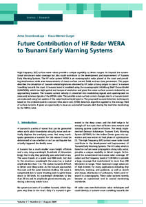 Science I Research  Anna Dzvonkovskaya I Klaus-Werner Gurgel Future Contribution of HF Radar WERA to Tsunami Early Warning Systems