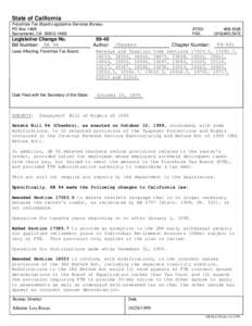 State of California Franchise Tax Board-Legislative Services Bureau PO Box 1468 Sacramento, CA[removed]Legislative Change No.