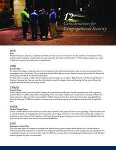 12  Considerations for Congregational Security Created by Mitchell O’Neal Mitchell of NOVA Security & Defense Concepts