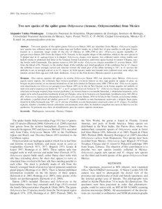 2009. The Journal of Arachnology 37:170–177  Two new species of the spider genus Ochyrocera (Araneae, Ochyroceratidae) from Mexico