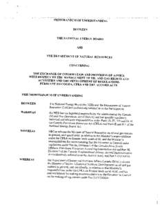 Memorandum of Understanding - National Energy Board (NEB) and Natural Resources Canada (NRCan) - Exchange of information and provision of advice - Oil and gas rights and activities - Development of regulations - 27 June 