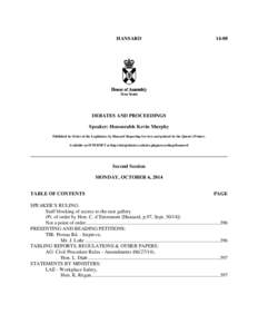 HANSARD[removed]DEBATES AND PROCEEDINGS Speaker: Honourable Kevin Murphy