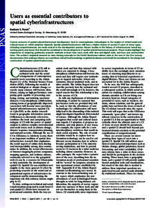 Users as essential contributors to spatial cyberinfrastructures Barbara S. Poore1 United States Geological Survey, St. Petersburg, FLEdited by Michael Goodchild, University of California, Santa Barbara, CA, and ap