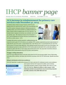 IHCP banner page INDIANA HEALTH COVERAGE PROGRAMS BR201450  DECEMBER 16, 2014