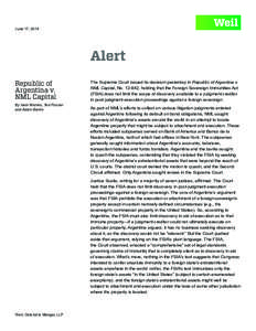 Judicial remedies / Lawsuit / Conflict of property laws / Attachment / Weil /  Gotshal & Manges / Jurisdiction / Law / Conflict of laws / Foreign Sovereign Immunities Act