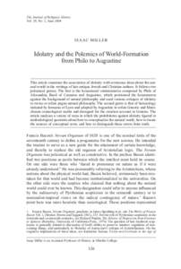 The Journal of Religious History Vol. 28, No. 2, June 2004 ISAAC MILLER  Idolatry and the Polemics of World-Formation