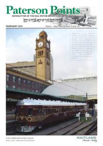 Paterson Points NEWSLETTER OF THE RAIL MOTOR SOCIETY INCORPORATED FEBRUARY[removed]Patron ~ Rear Admiral Peter Sinclair AC