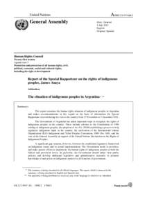 Ethnic groups in Argentina / Indigenous peoples in Chile / Kolla people / Quechua people / Declaration on the Rights of Indigenous Peoples / Indigenous Territory / Indigenous peoples of the Americas / James Anaya / Indigenous rights / Americas / South America / Indigenous peoples in Argentina