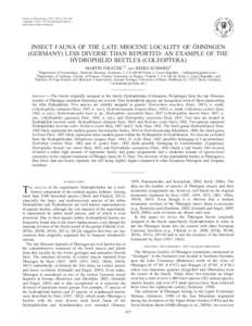 Journal of Paleontology, 87(3), 2013, p. 427–443 Copyright Ó 2013, The Paleontological Society[removed][removed]$03.00 ¨ INSECT FAUNA OF THE LATE MIOCENE LOCALITY OF OHNINGEN