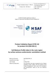 Product Validation Report - PVR-14 (Product H14 – SM-DAS-2) Doc.No: SAF/HSAF/PVR-14 Issue/Revision Index: 1.1 Date: 