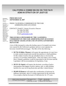 CALIFORNIA COMMISSION ON THE FAIR ADMINISTRATION OF JUSTICE Commissioners John Van De Kamp, Chair