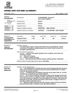 L. M. SCOFIELD COMPANY 6533 BANDINI BLVD. • LOS ANGELES, CALIFORNIASCOFIELD ROAD • DOUGLASVILLE, GEORGIAMATERIAL SAFETY DATA SHEET and WARRANTY A514A Rev