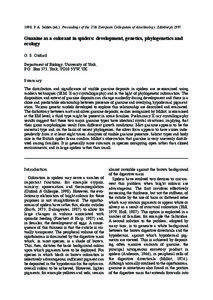 1998. P. A. Selden (ed.). Proceedings of the 17th European Colloquium of Arachnology, Edinburgh[removed]Guanine as a colorant in spiders: development, genetics, phylogenetics and