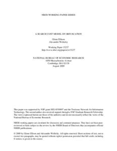 NBER WORKING PAPER SERIES  A SEARCH COST MODEL OF OBFUSCATION Glenn Ellison Alexander Wolitzky Working Paper 15237