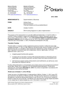 Ministry of Education Financial Analysis and Accountability Branch 21st Floor, Mowat Block 900 Bay Street Toronto, Ontario M7A 1L2