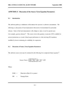 HRA CONSULTATION NO. 26-MF-7555-00D  September 2000 APPENDIX E - Discussion of the Source Term Equation Parameters