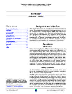 Fulthorpe, C.S., Hoyanagi, K., Blum, P., and the Expedition 317 Scientists Proceedings of the Integrated Ocean Drilling Program, Volume 317 Methods1 Expedition 317 Scientists2