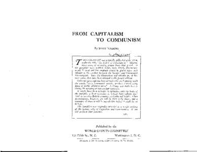 FROM CAPITALISM TO COMMUNISM By SCOTT NEARING