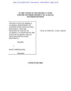 Consent Decree Regarding Natural Resource Damage Claims among the United States, State of Alabama and BASF Corporation