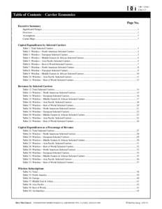 Table of Contents – Carrier Economics Page No. Executive Summary Significant Changes .....................................................................................................................................